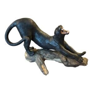 Franklin Mint Black Panther Sculpture The Great Cats of the World 1989 Figurine